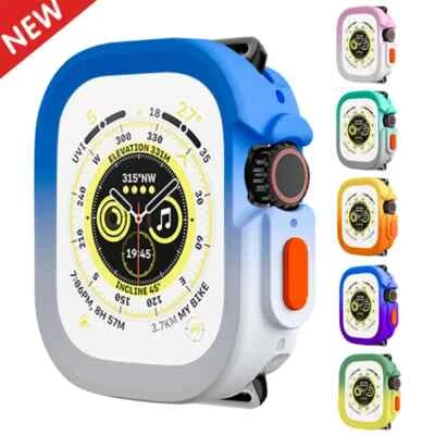 Rainbow TPU Bumper for Apple Watch Ultra Case 49mm 45/44mm 41mm Soft Armor Frame - Image 1 of 4