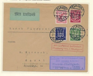 4450) DR, DLH/BALAIR FF Plauen - Stuttgart - Basilea Suiza 12.4.26, DEWITZ, 346Y - Imagen 1 de 2