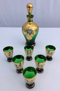 French Lorraine Handblown, Hand-Painted Enameled Liquor Set, Late 1800s - Picture 1 of 7