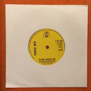 Charlie Rich- The Most Beautiful Girl- I Feel Like Going Home- Epic 7” 1973 - Picture 1 of 2