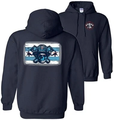 Chicago Fire Department Pullover Hoodie Skull W/ Flag - Image 1 of 3