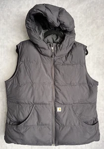 Carhartt Women's Duck Down Hooded Vest Size XL Black - Picture 1 of 8