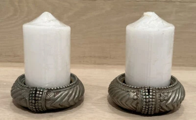 Pair Large Bangle Pillar/Tea Light Candle Holders Handmade Home Decor Wedding - Image 1 of 4