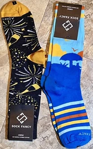 Sock Fancy Crew Sock 200 needle Combed Cotton Pattens L/XL NEW 2 PAIR LOT M 7-11 - Picture 1 of 10