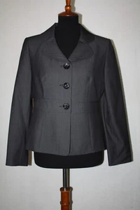 Kasper Sz 8P Petite Women's Dark Gray 3 Button Blazer Jacket Snake Print Lined - Picture 1 of 6