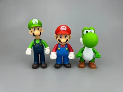 3Pcs / set Super Mario Bros PVC Action Figure Toy Luigi Mario Yoshi Doll Gift 5" - Image 1 of 2