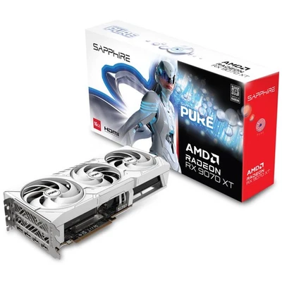 Sapphire AMD Radeon RX 9070 XT Pure OC 16GB GDDR6 Graphics Card - WHITE - Image 1 of 4