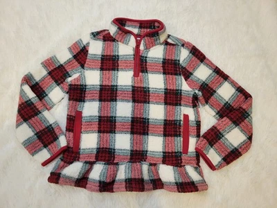 Pullover Sherpa Peplum a Cuadros para Niñas Gymboree, Cabina de Navidad Talla 12 Foto 1 de 4
