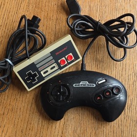 SEGA Genesis 3 Button Controller Model 1650 & Nintendo NES OEM Controller Lot