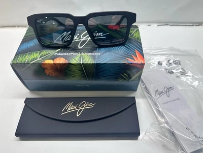 NUEVO Gafas de sol Maui Jim KAHIKO mate negras cuadradas grises MJ0635S-001 Foto 1 de 4