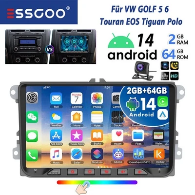 Autoradio KAM+ Android 14 Carplay GPS Navi Für VW Golf 5 6 Polo T5 Touran Passat - Bild 1 von 4