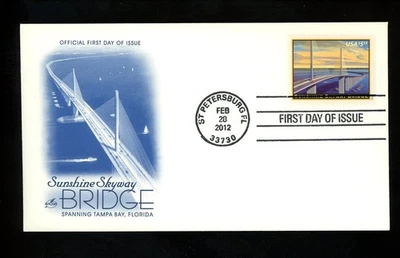 US FDC #4649 Artcraft 2012 Petersburg FL Sunshine Skyway Bridge Priority Mail HC - Image 1 of 2