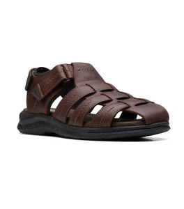 Herren Clarks Walkford Fischer Sandale - braunes Leder, Größe 7 M US [26171793 - Bild 1 von 7