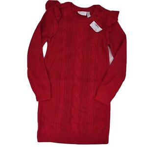 Children's Place Red 10/12 LG Girl Long Sleeve Red Sweater Dress Winter Fall