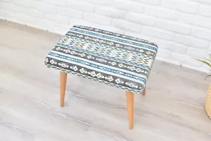 Handcrafted Footstool Ottoman - Boho Chic Home Deco - Modern Accent Furniture - Picture 1 of 6