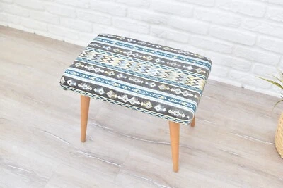 Handcrafted Footstool Ottoman - Boho Chic Home Deco - Modern Accent Furniture - Image 1 of 4