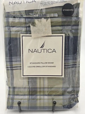 New Nautica SANDGATE PLAID Pillow Sham Standard Blue Green - Image 1 of 3