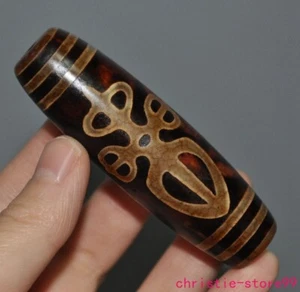 Tibet Natural Agate Onyx carved Eye in sky Dzi Bead exorcism Talisman pendant - Picture 1 of 6