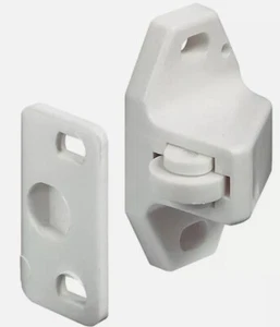 2 Stück weiß Kunststoff Rollenschnäpper Schranktüren Caravan Wohnmobil Boot C129 - Bild 1 von 5