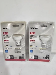(2) SATCO S8604 LED 6.5 Watt GU10 Base MR16 Beam Angle Spot Lightning 120V - Picture 1 of 2