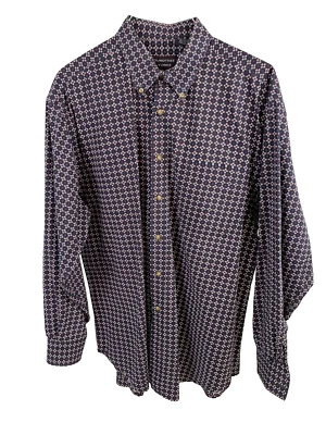 roundtree & yorke mens shirt large black/white/burgundy - Image 1 of 4