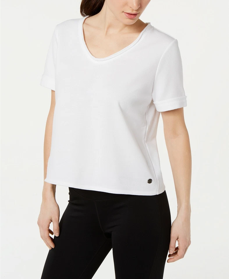 Camiseta de felpa francesa con cuello en V Ideology blanca talla XS Foto 1 de 1