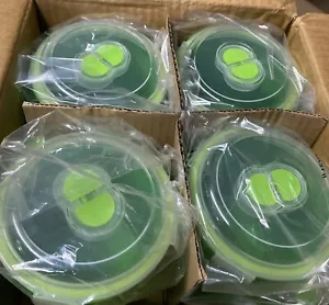 4 - Microwave Soup Cups w/ Vented Lids - Also Freezer & Dishwasher Safe - Green - Picture 1 of 4