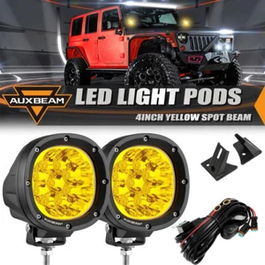 For Jeep Wrangler JK 07-17 Pair 4" Amber LED Work Light Pods + Mount Bracket - Picture 1 of 12