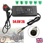 54.6V 2A Electric Bike Ebike 48V 13S Lithium Battery Charger 3 pin XLR UK Plug