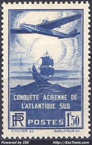 FRANCE 100EME TRAVERSÉE DE L'ATLANTIQUE SUD N° 320 NEUF  * AVEC CHARNIERE - Picture 1 of 2