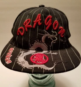 FASHION black & White stripe Dragon black Baseball Hat Cap - Picture 1 of 7
