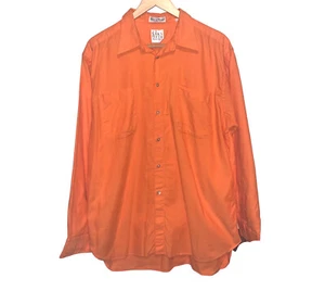 Saks Fifth Avenue Orange Button Up Long Sleeved Imported Cotton Shirt Sz Large - Picture 1 of 10