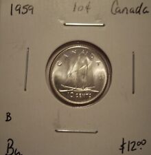 B Canada Elizabeth II 1959 Silver Ten Cents - BU