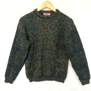 Vintage Concrete Mix Flecked Sweater Womens Medium 12-14 Pullover Rainbow Crew - Picture 1 of 18