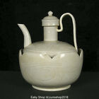 8"Old Song Dynasty Ding Kiln White Porcelain Flower Birds Handle Wine Pot Falgon