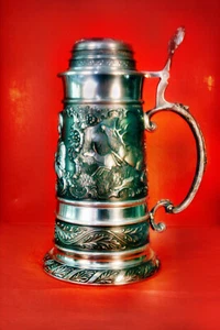 KK48___großer Bierkrug_Zinnkrug_Jagd_Der Waidmann_1150Gr._25x12,5cm Kombiversand - Bild 1 von 5