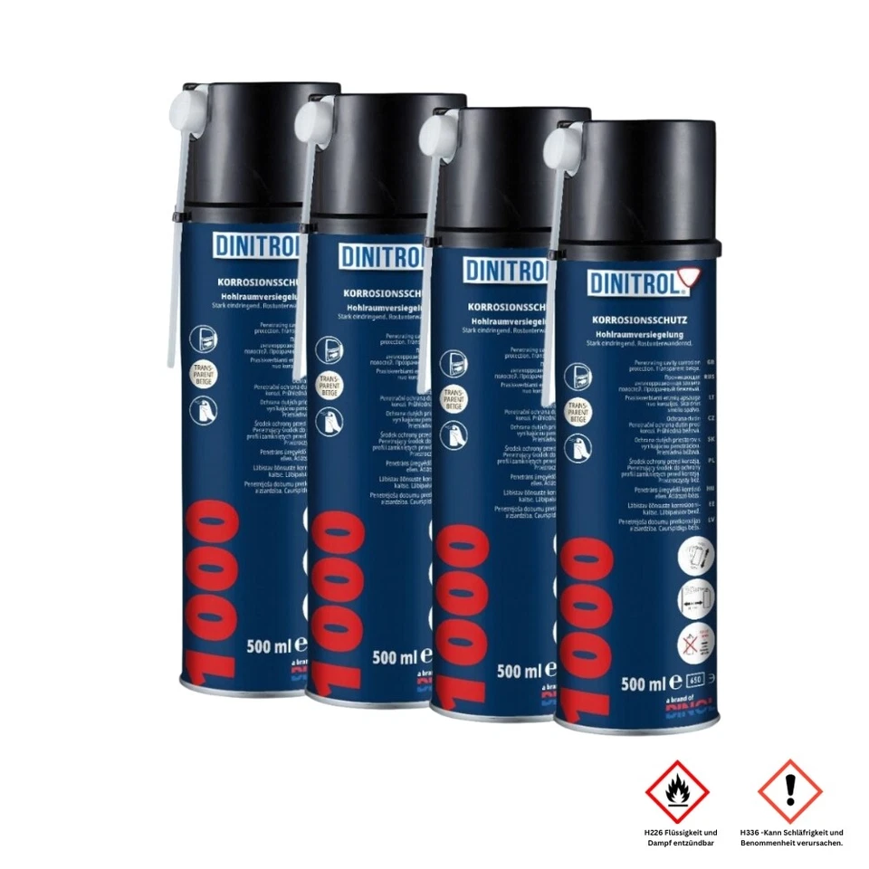4 x Dinitrol 1000 anticorrosivo anticorrosión sellado de cavidades 4x500 ml