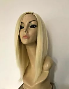 HIGH HEAT RESISTANT LONG SMOOTH LAYERS PALE BLONDE LADY WOMENS DAILY FULL WIG UK - Picture 1 of 11