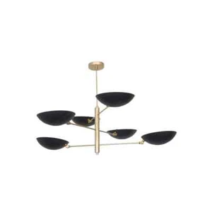 6 Light Pendant Mid Century Modern Raw Brass Sputnik chandelier light Fixture - Picture 1 of 10