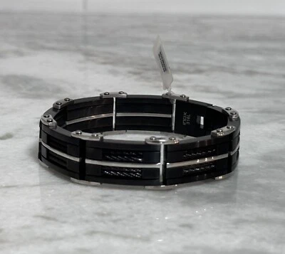 Pulseira de tungstênio preta pesada masculina de aço inoxidável INOX 9 polegadas #3A nova com etiquetas - Imagem 1 de 4