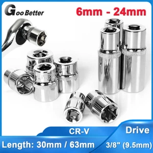 3/8" Socket Drive Shallow & Deep Metric 6mm-24mm 6 Point Polished Sockets Cr-v - Picture 1 of 54