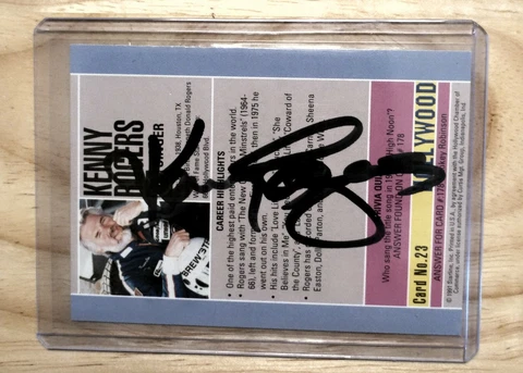 KENNY ROGERS Hollywood Walk Of Fame auto card "The Gambler" country legend RARE! Cover