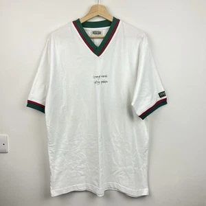 Vintage Caffreys Irish Ale T-Shirt Mens Large White Graphic V Neck Promo Retro - Picture 1 of 13