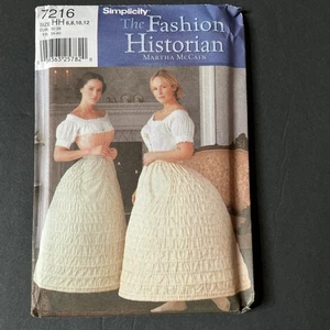 Falda de aro victoriana historiador de moda Simplicity 7216 patrón talla HH 6-12 sin cortar - Imagen 1 de 5