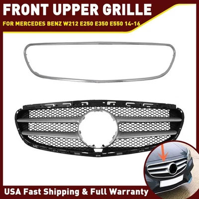 适用于梅赛德斯奔驰 W212 E 级 E350 E550 2014 - 2016 前保险杠格栅铬合金 — 第 1/4 张图片