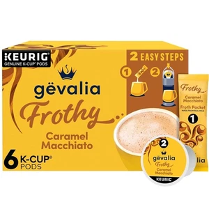 Frothy 2-Step Caramel Macchiato Espresso K-Cup Coffee Pods & Froth Packets Ki... - Picture 1 of 7