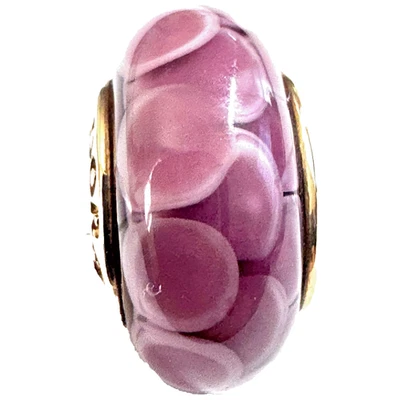 Pandora Retired Purple Lotus Murano Glass Bead with 14K Gold - 750505 - Image 1 of 4