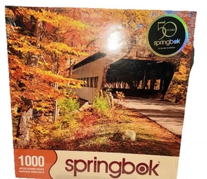 Springbok Autumn Covered Bridge 1000 Pc Puzzle 24x30 NEW - Picture 1 of 5