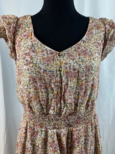 Women’s Size Small Lined Floral Ruffle Sleeve Midi Summer Dress - Picture 1 of 12
