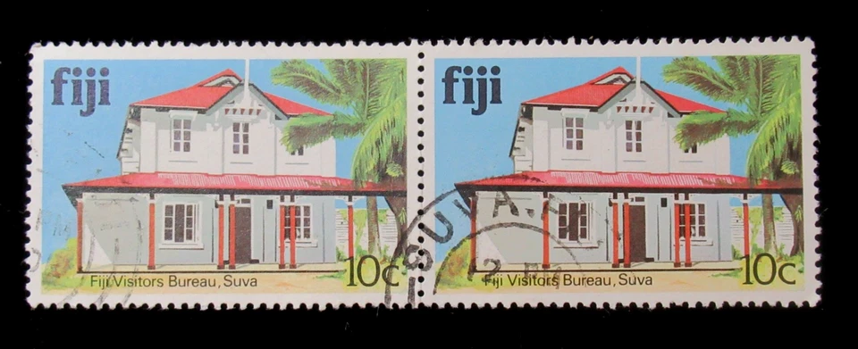 Fiji Stamp Scott 414 Visitors Bureau Suva 1979 Beautiful Postmark Suva Pair Used - Image 1 of 2